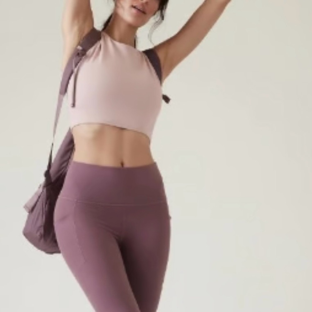 Athleta Pink Tank Workout Top With Built-in Bra, XS